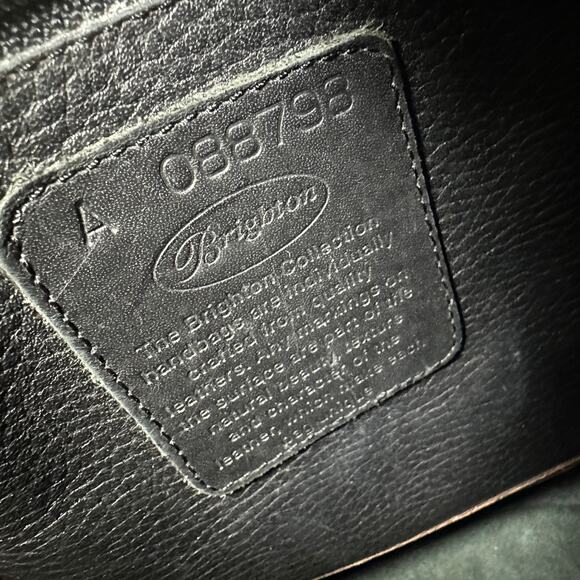 Brighton Bucket Bag Vintage Large Crossbody Pebbled Leather Black Brown‎ - Picture 11 of 11